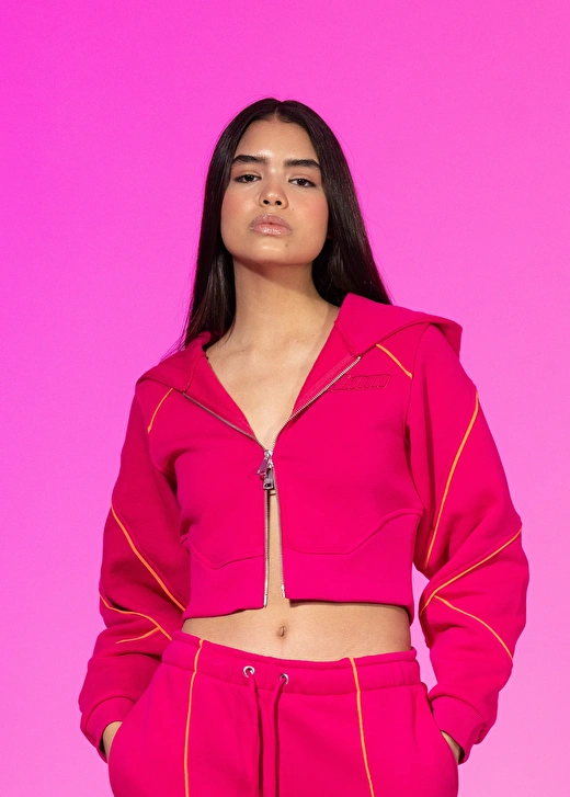 Ruby Pink Zip-Up Cropped Hoodie 3