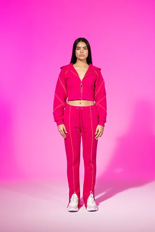 Ruby Pink Zip-Up Cropped Hoodie 4