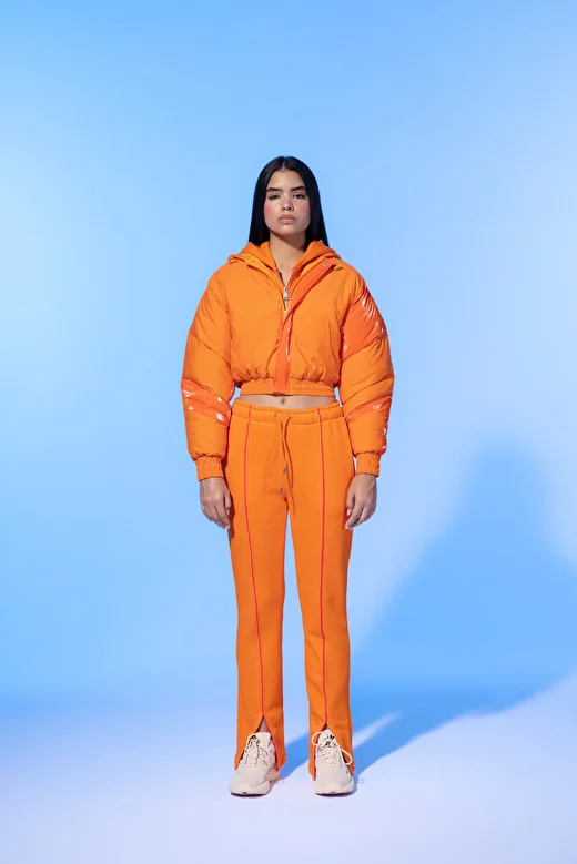 Glossy Y2K Orange Puffer Coat 3