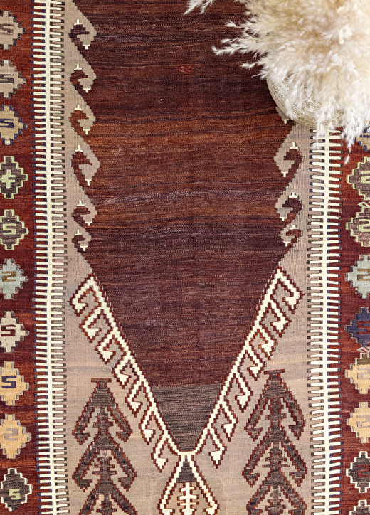 Tela El Dokuma Bordo İnce Kilim 126x174 4