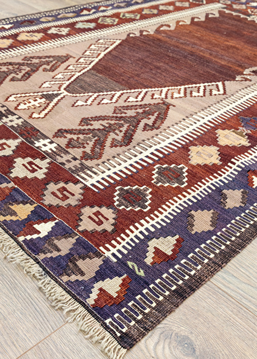 Tela El Dokuma Bordo İnce Kilim 126x174 2