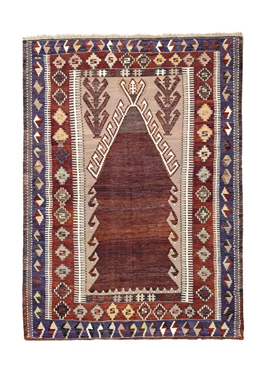 Tela El Dokuma Bordo İnce Kilim 126x174 1