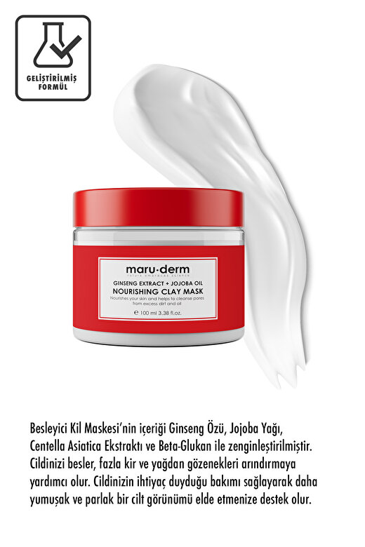 Maru.Derm Kil Maskesi | Ginseng Özü + Jojoba Yağı Besleyici Kil Maskesi 100 ML | Tüm Cilt Tipleri 2