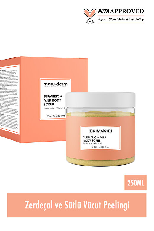 Maru.Derm Body Scrub | Zerdeçal + Süt Vücut Peelingi | C Vitamini + Ferulik Asit 250 ML 2