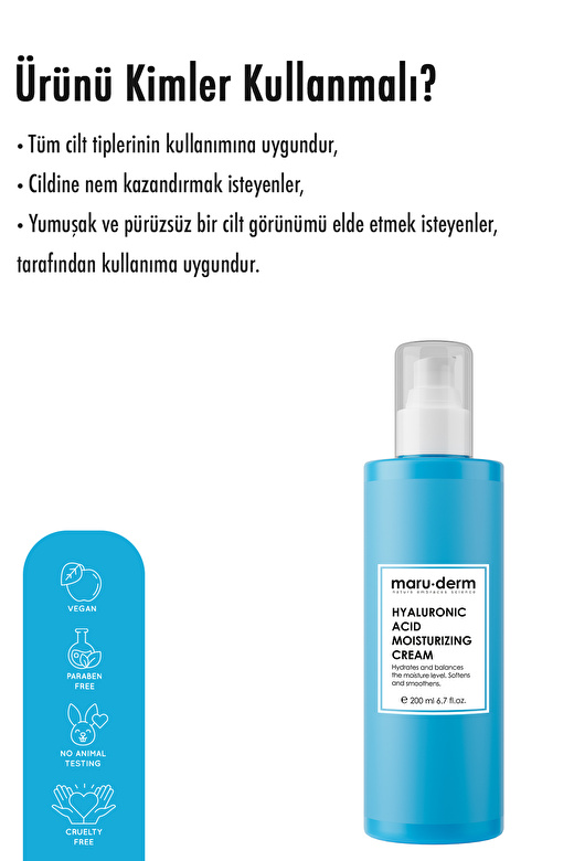 Maru.Derm Maruderm Hyalüronik Asit Nemlendirici Yüz Ve Vücut Cilt Bakım Kremi 200 Ml 3