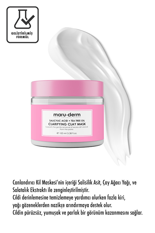 Maru.Derm Kil Maskesi | Salisilik Asit + Çay Ağacı Yağı Kil Maskesi 100 ML | Siyah Nokta / Gözenek 3