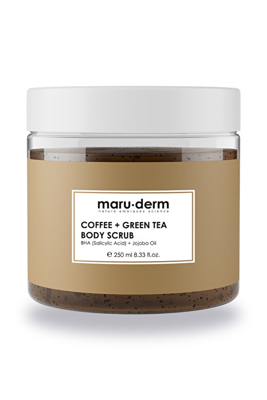 Maru.Derm Body Scrub | Kahve + Yeşil Çay Özlü Vücut Peelingi | BHA + Jojoba Yağı 250 ML 1