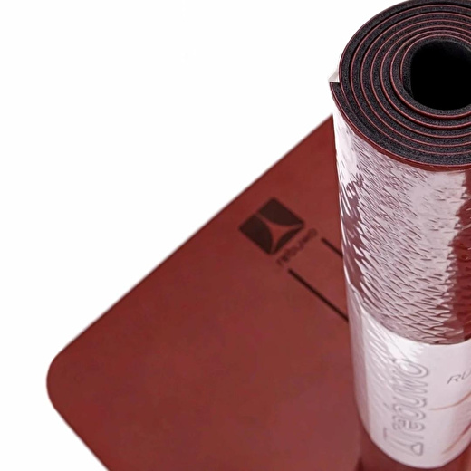 Rebuwo Çift Çizgi Tasarımlı 5mm Kauçuk Yoga Mat Pilates Mat Bordo 4