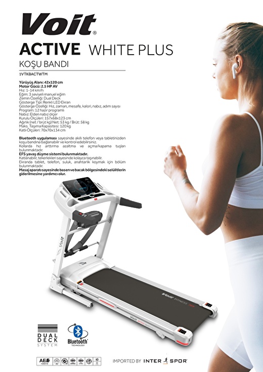  Voit Active White Plus Masajlı Koşu Bandı  4