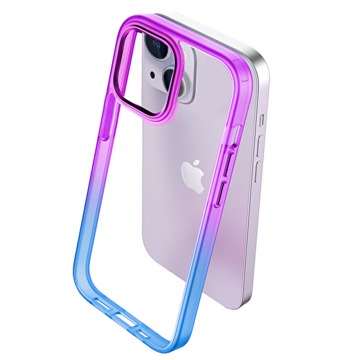 Buff iPhone 15 Air Bumper Rainbow Kılıf Mavi Mor 2