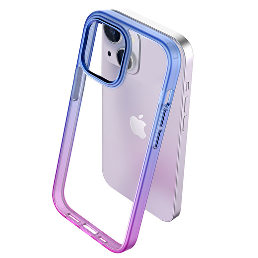 Buff iPhone 15 Plus Air Bumper Rainbow Kılıf Pembe Mavi 2