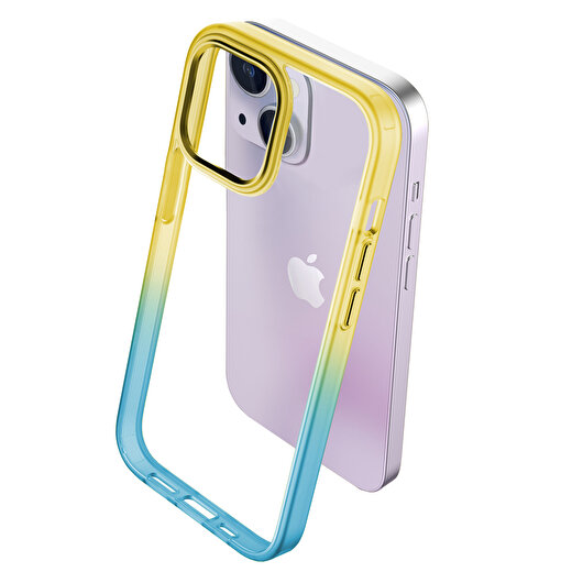 Buff iPhone 15 Air Bumper Rainbow Kılıf Sarı Yeşil 3