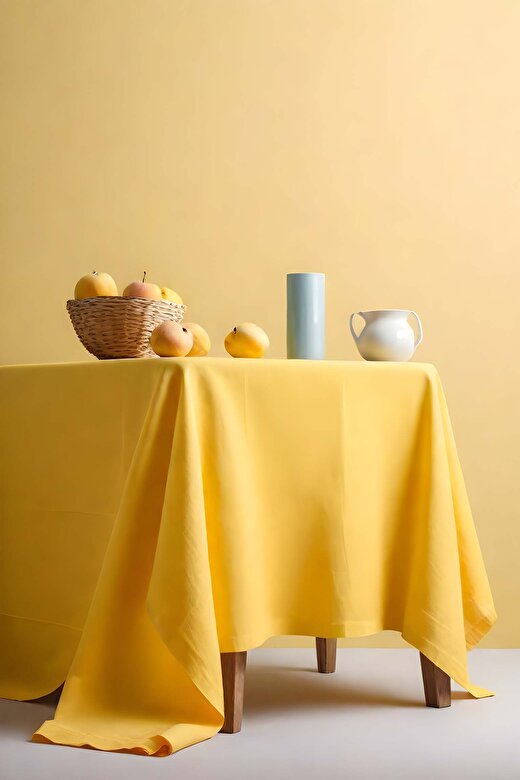 Klasik Sarı Kare Masa Örtüsü 160x160 cm 1
