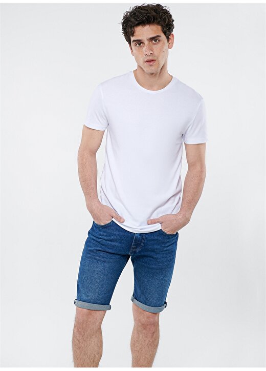 Mavi Beyaz Streç T-Shirt 2