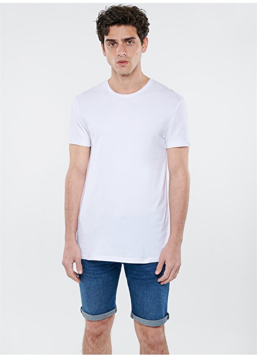 Mavi Beyaz Streç T-Shirt 3
