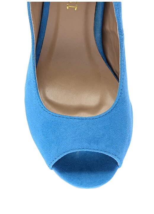 Ves Deri Mavi Topuklu Ayakkabı 4