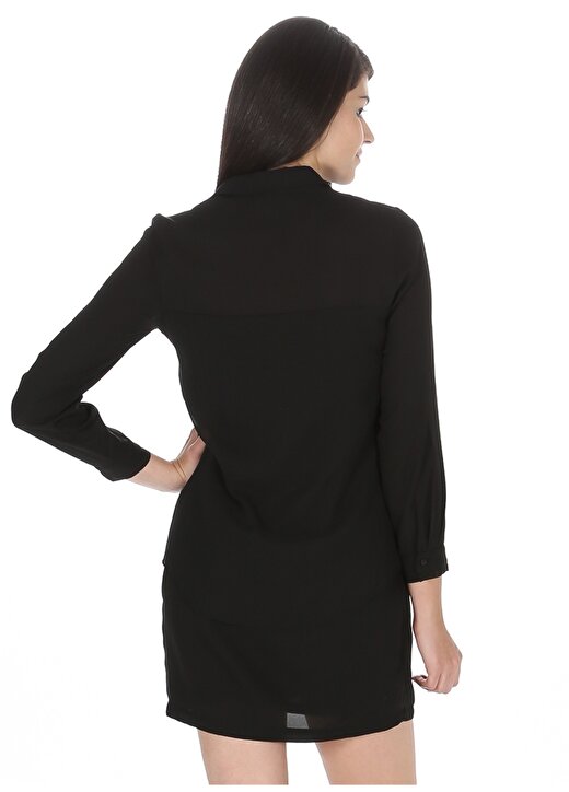 Kafdan By Elaidi Gömlek Yaka Uzun Kollu Siyah Kadın Elbise 3