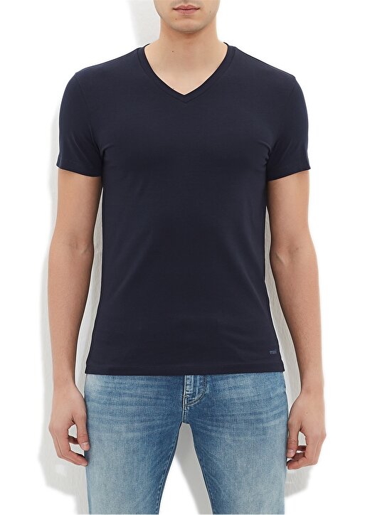 Mavi V Yaka Streç Lacivert T-Shirt 3
