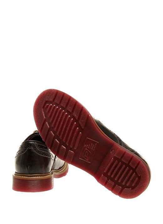 Greyder Bağcıklı Yuvarlak Burun Kırmızı Kısa Topuklu Kahverengi Kadın Ayakkabı 4