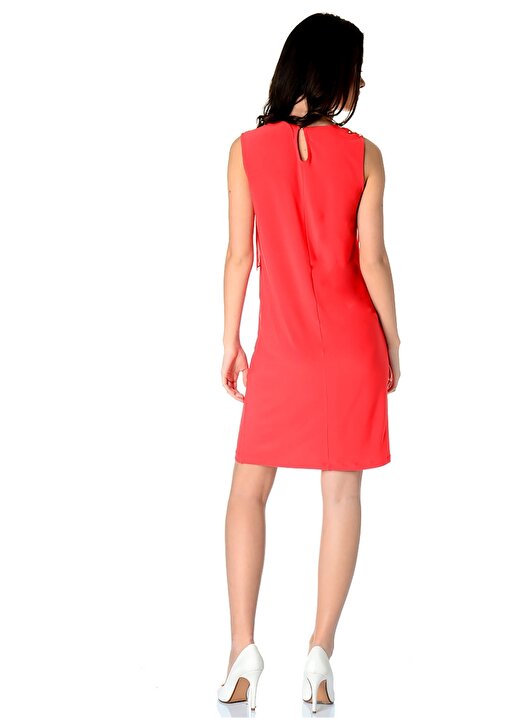 Limon Neon Kırmızı Kolsuz Kadın Elbise 2
