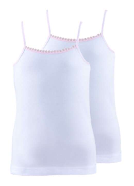 Blackspade Beyaz Kız Çocuk Yuvarlak Yaka Askılı Düz İç Giyim Atlet 42-1296-2 Pack Spa 1