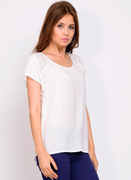 Vero Moda 10136059 Vmsılle Yarasa Kol Geniş Yaka Beyaz Kadın Bluz 3