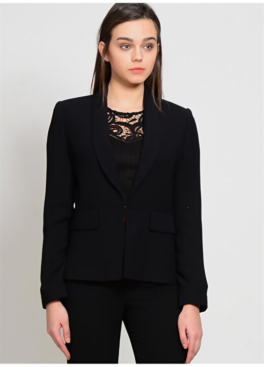 House Of Camellia Siyah Dar Fit Kadın Blazer Ceket 1
