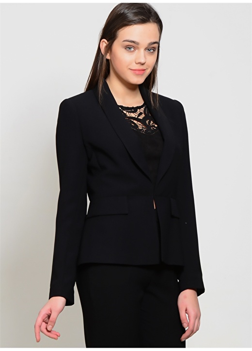 House Of Camellia Siyah Dar Fit Kadın Blazer Ceket 3