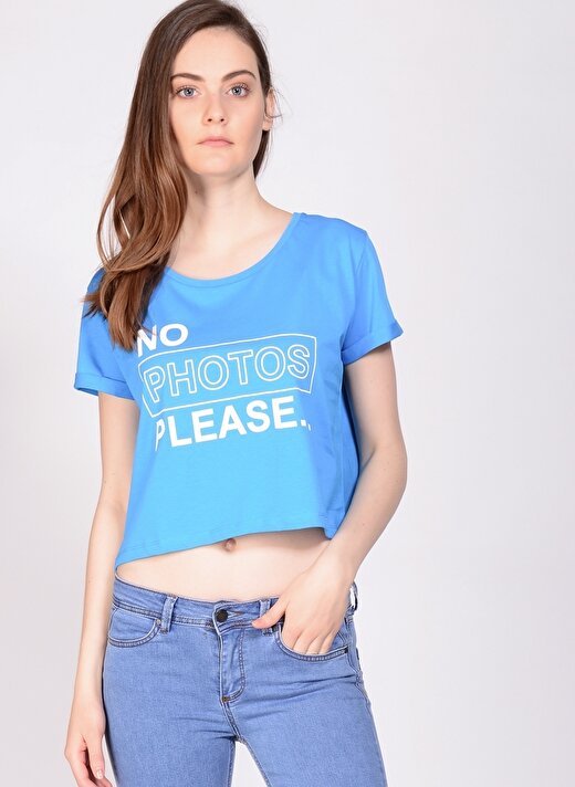 T-Box Mavi Kadın T-Shirt 61MON PHOTOS (K) T 1