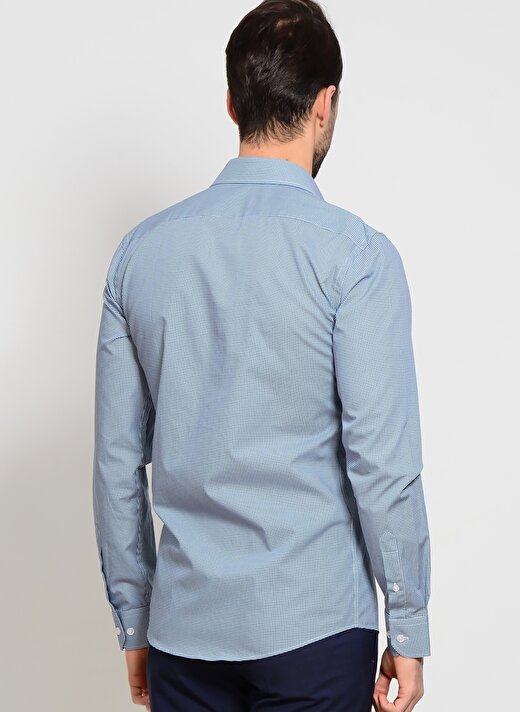 Network Klasik Yaka Uzun Kol Slim Fit Mavi Erkek Gömlek 3