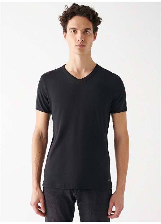 Mavi V Yaka Düz Siyah Erkek T-Shirt 063748-900 V YAKA TISÖRT Siyah 3