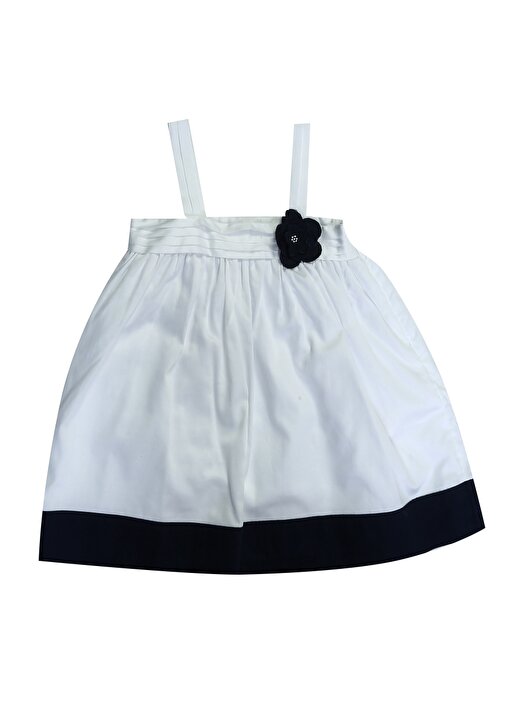Losan Askılı Beyaz Siyah Kız Çocuk Elbise 1