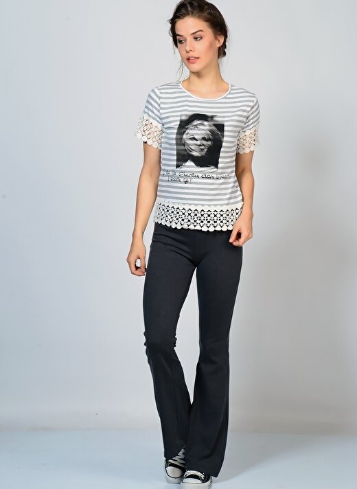 Brigitte Bardot Gri Kadın T-Shirt BB48050 2