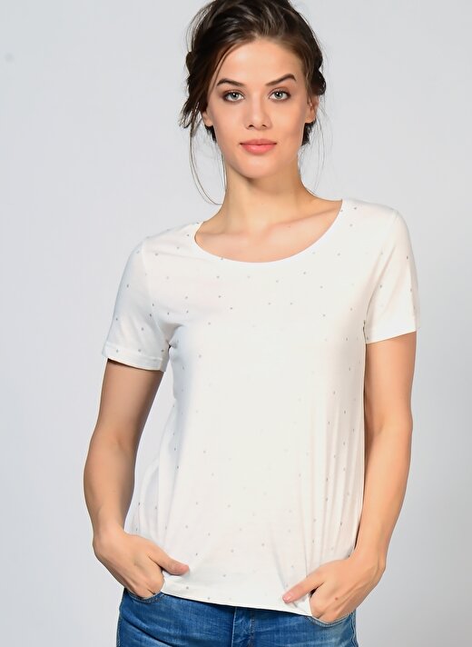 Ichi Beyaz Kadın T-Shirt 20100443 1