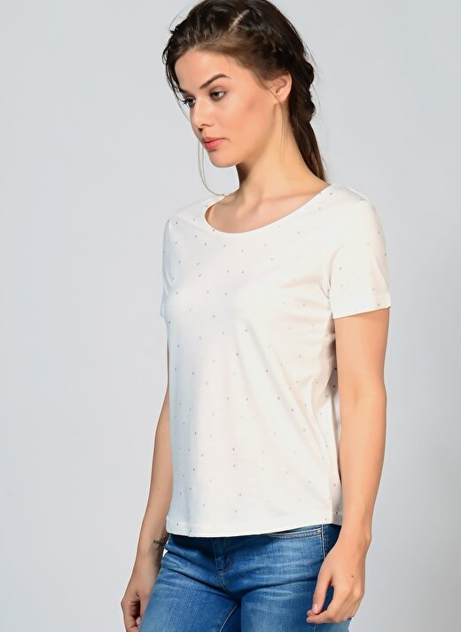 Ichi Beyaz Kadın T-Shirt 20100443 3