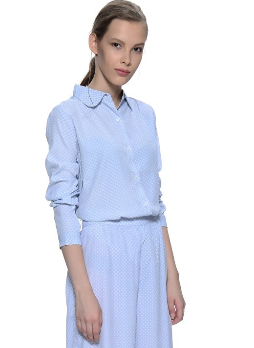 Compania Fantastica Standart Kalıp Polyester Koyu Mavi Kadın Gömlek 4
