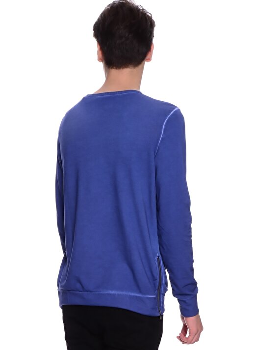 T-Box Baskılı Neon Lacivert Sweatshirt 4