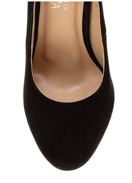 House Of Camellia 62DER LIEKSA Yüksek Topuk Kösele Taban Deri Siyah Kadın Topuklu Ayakkabı 3