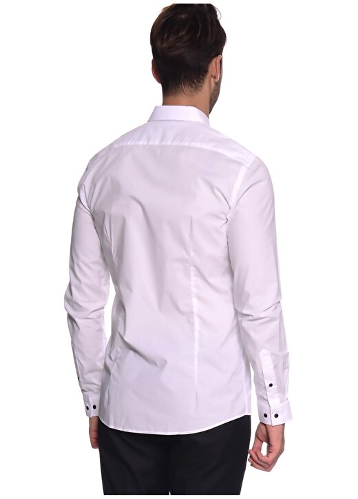 Penford Düğmeli Yaka Uzun Kol Slim Fit Pamuklu Beyaz Erkek Gömlek 3