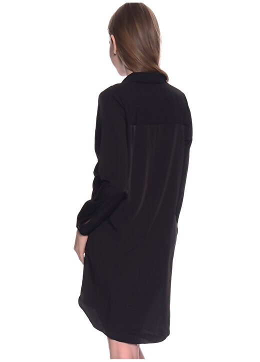 Missguided V Yaka Uzun Kollu Normal Kesim Siyah Kadın Elbise 3