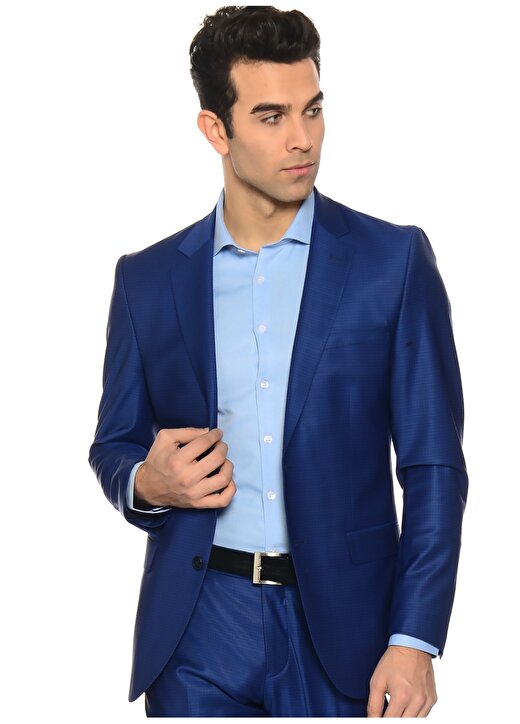 Beymen Business Slim Fit Yünlü Saks Mavi Erkek Takım Elbise 2