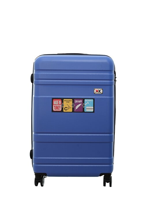 Ox Mavi Çekçekli Kumaş Valiz 1