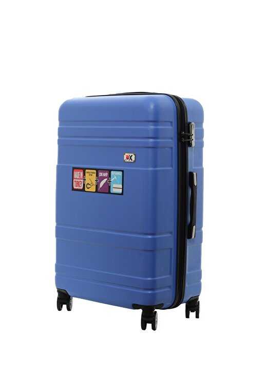 Ox Mavi Çekçekli Kumaş Valiz 2