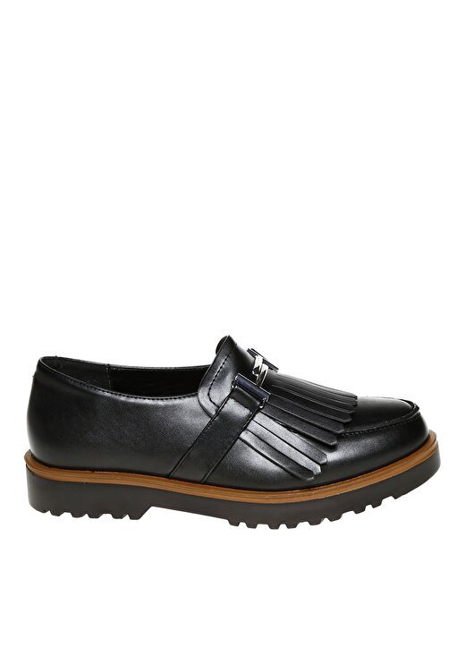 Fabrika Siyah Tokalı Düz Ayakkabı 1