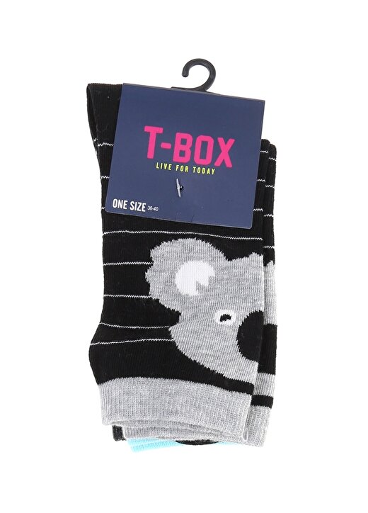 T-Box Desenli 3'Lü Soket Soket Çorap 1
