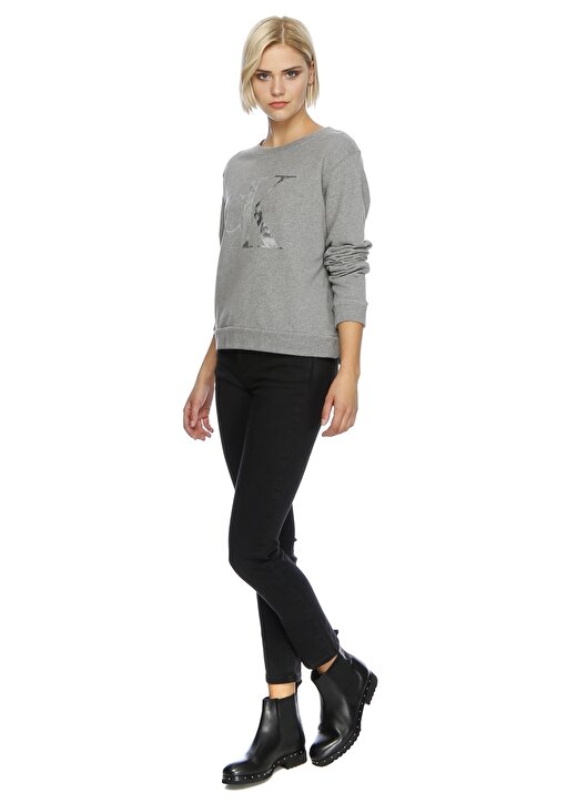 Calvin Klein Jeans Açık Antrasit Kadın Sweatshirt J20J205390 2