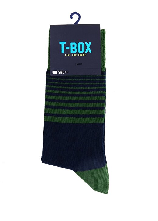T-Box Çizgili Lacivert Çorap 1