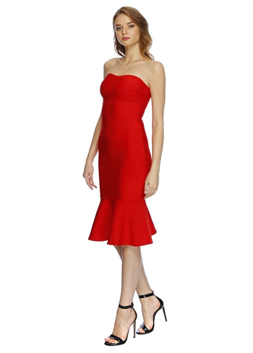 Lydc Straplez Kırmızı Kadın Elbise 2