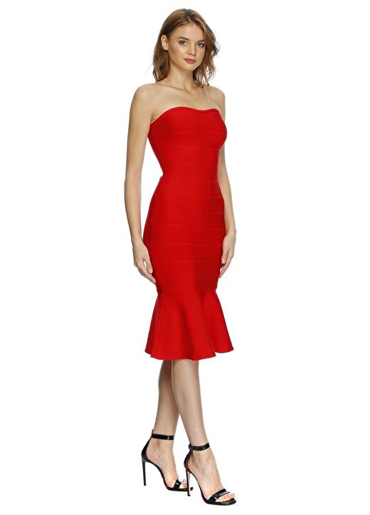 Lydc Straplez Kırmızı Kadın Elbise 3