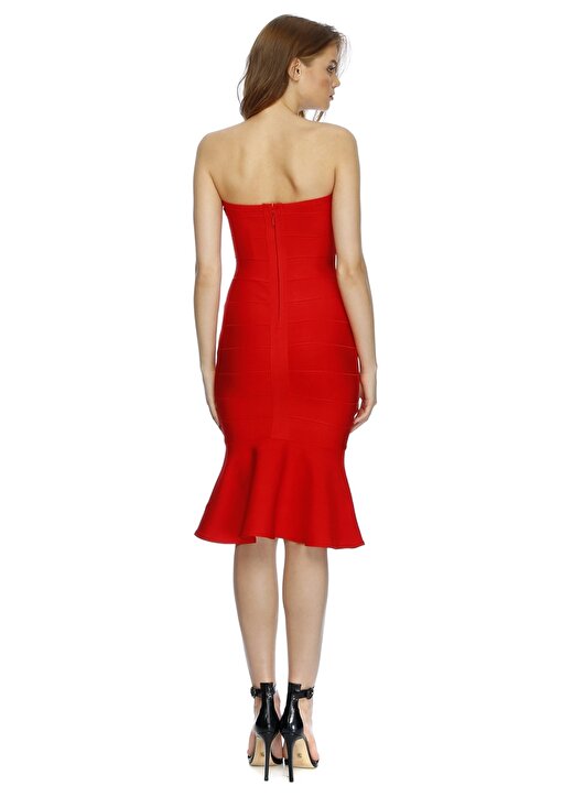 Lydc Straplez Kırmızı Kadın Elbise 4